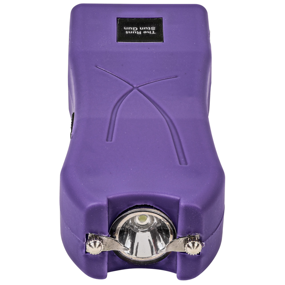 Rechargeable Runt 80,000,000 volt stun gun with flashlight and wrist strap disable pin Purple view 4